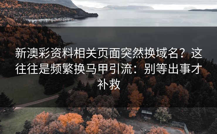 新澳彩资料相关页面突然换域名？这往往是频繁换马甲引流：别等出事才补救