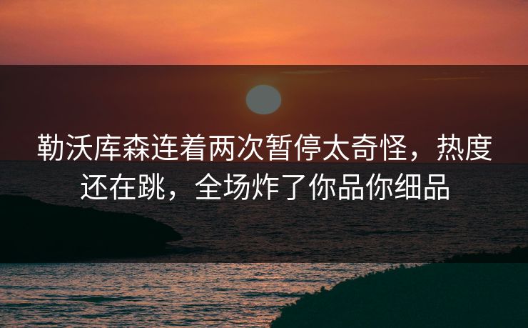 勒沃库森连着两次暂停太奇怪，热度还在跳，全场炸了你品你细品