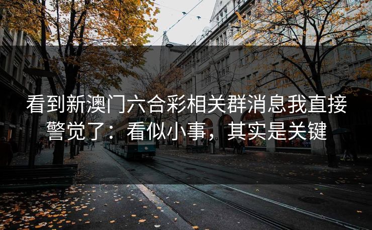看到新澳门六合彩相关群消息我直接警觉了：看似小事，其实是关键