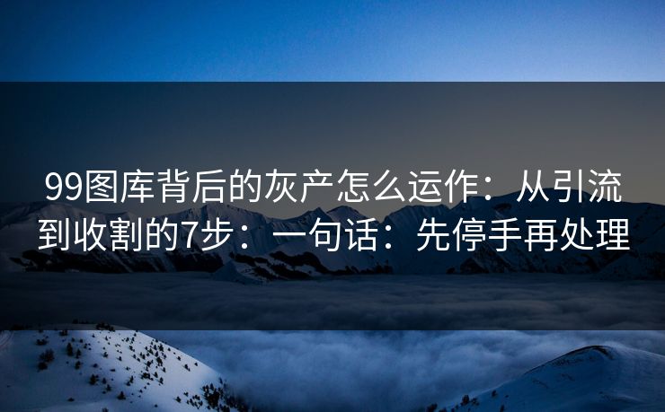 99图库背后的灰产怎么运作：从引流到收割的7步：一句话：先停手再处理