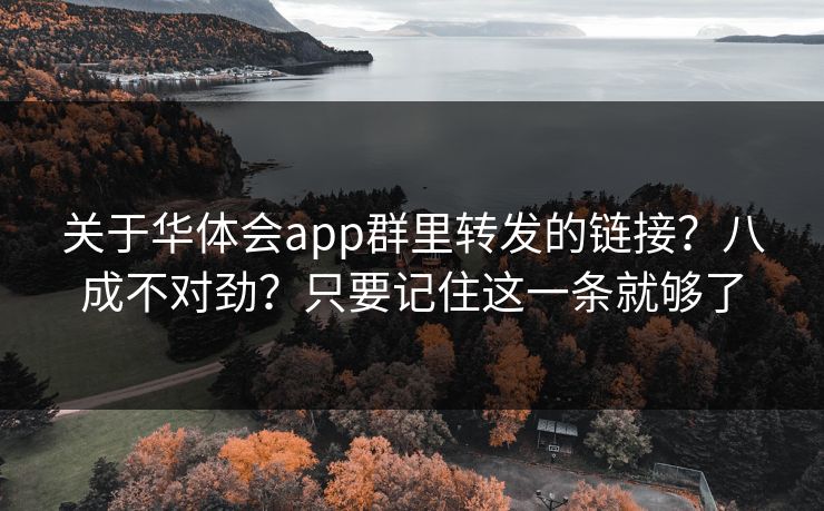 关于华体会app群里转发的链接？八成不对劲？只要记住这一条就够了