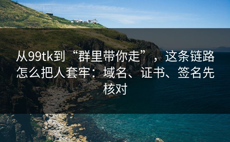 从99tk到“群里带你走”，这条链路怎么把人套牢：域名、证书、签名先核对